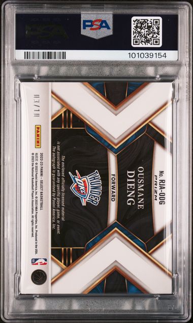 2022-23 Panini Select Rookie Jersey Auto Gold Prizm #RJAODG Ousmane Dieng #03/10 PSA 8 (Rookie)