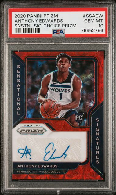 2020-21 Panini Prizm Sensational Signatures Choice Prizm #SSAEW Anthony Edwards PSA 10 (Rookie)