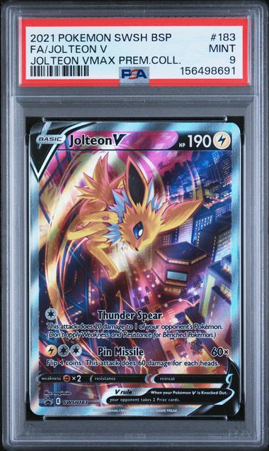 2021 Pokemon Jolteon VMAX Premium Collection #183 Jolteon V - Full Art PSA 9