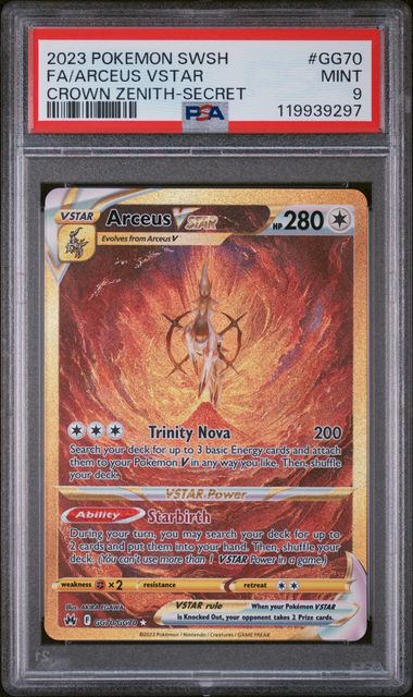 2023 Pokemon Crown Zenith #GG70 Arceus Vstar- Secret Rare Full Art PSA 9