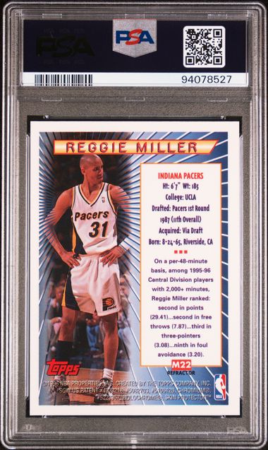 1996-97 Topps Mystery Finest Refractor #M22 Reggie Miller PSA 9