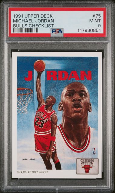 1991-92 Upper Deck Bulls Checklist #75 Michael Jordan PSA 9