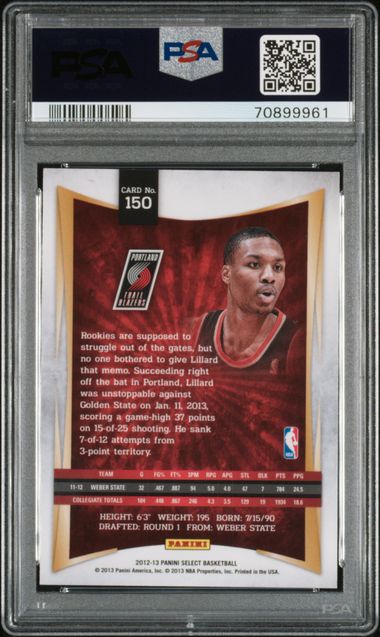 2012-13 Panini Select #150 Damian Lillard PSA 10 (Rookie)