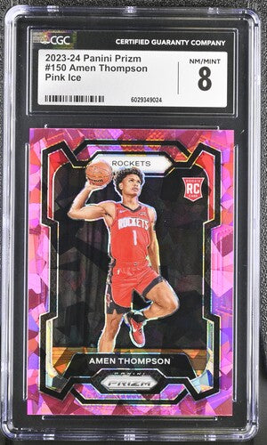 2023-24 Panini Prizm Pink Ice #150 Amen Thompson CGC 8 (Rookie)
