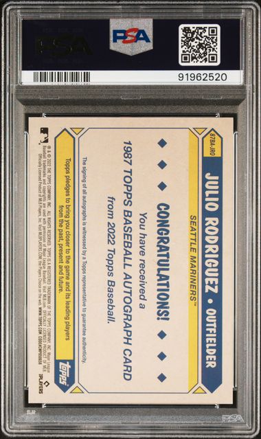 2022 Topps 1987 Topps Autograph #87BAJRO Julio Rodriguez PSA 10 (Rookie)