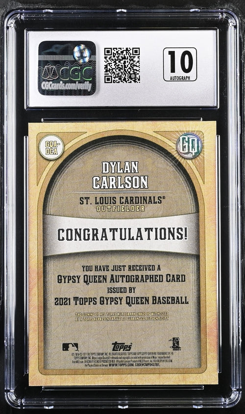 2021 Topps Gypsy Queen Autographs #99 Dylan Carlson CGC 8.5 (Auto 10) (Rookie)