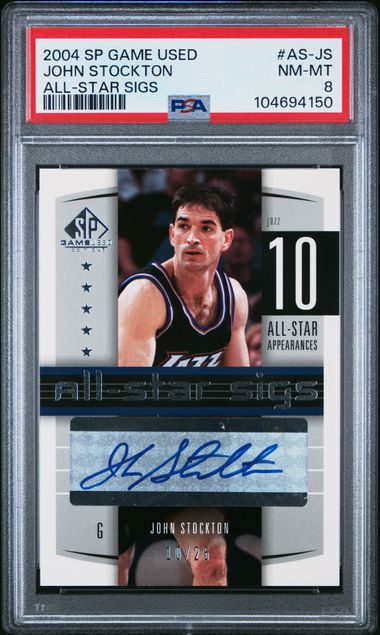 2004-05 SP Game Used All-Star Sigs #AS-JS John Stockton #10/25 PSA 8 | Eastridge Sports Cards