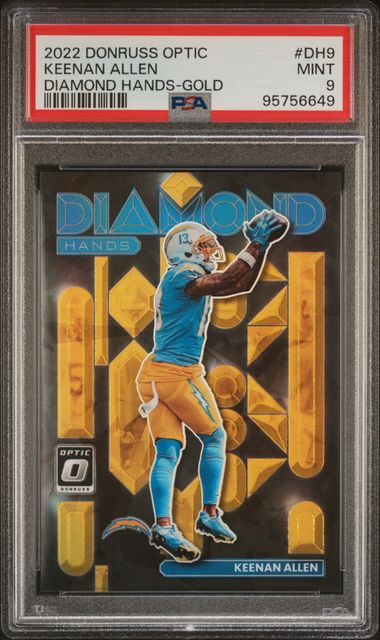 2022 Donruss Optic Diamond Hands Gold #DH9 Keenan Allen #10/10 PSA 9