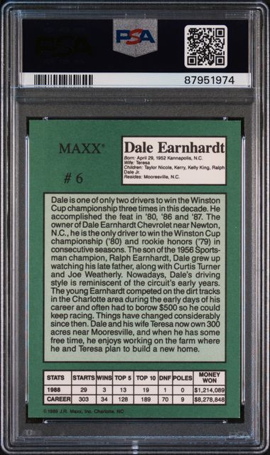 1989 Maxx Crisco #6 Dale Earnhardt PSA 10