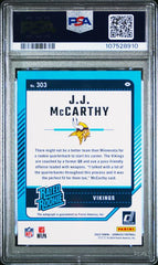 2024 Donruss Rated Rookies Autographs Purple #303 J.J. McCarthy #044/150 PSA 7 (Rookie) | Eastridge Sports Cards