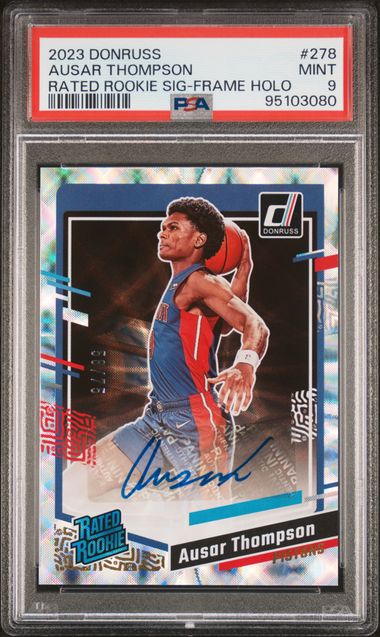 2023-24 Donruss Rated Rookie Signature Frame Holo #278 Ausar Thompson #58/75 PSA 9 (Rookie)