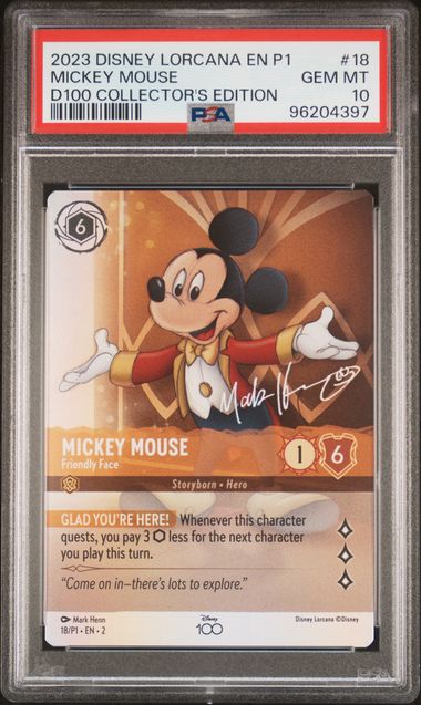2023 Disney Lorcana D100 Collector's Edition #18 Mickey Mouse - Friendly Face PSA 10