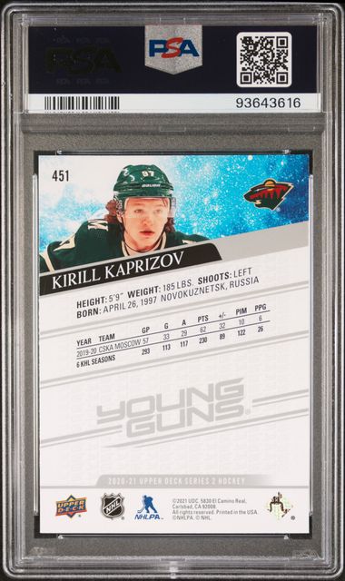 2020-21 Upper Deck #451 Kirill Kaprizov PSA 10 (Rookie)