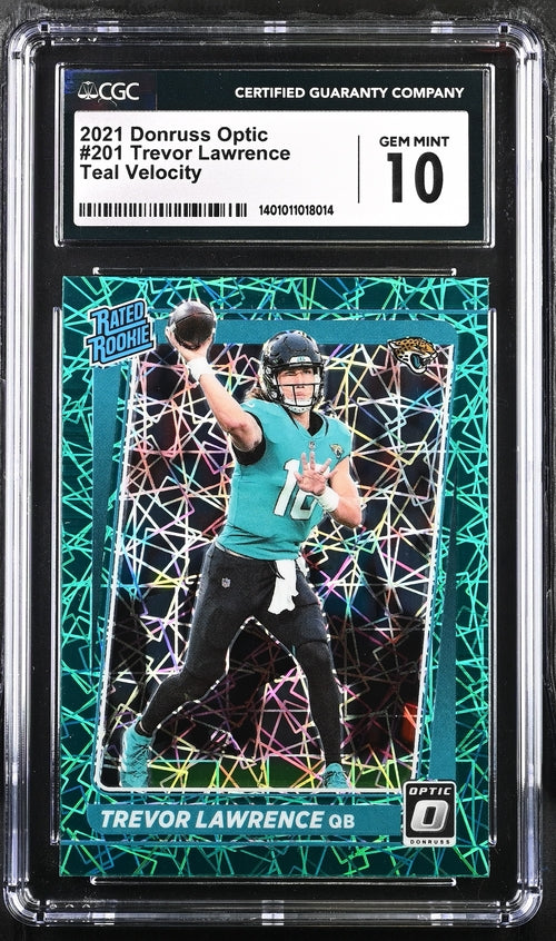 2021 Donruss Optic Teal Velocity #201 Trevor Lawrence CGC 10 (Rookie)