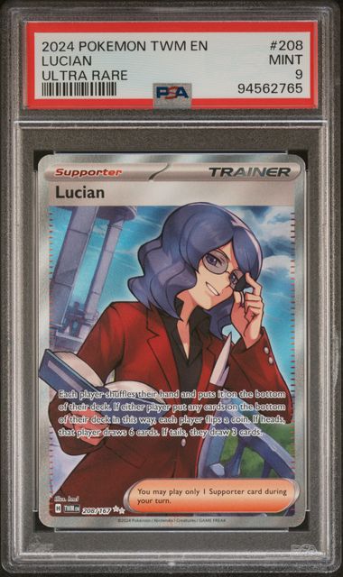 2024 Pokemon Twilight Masquerade #208 Lucian - Ultra Rare PSA 9