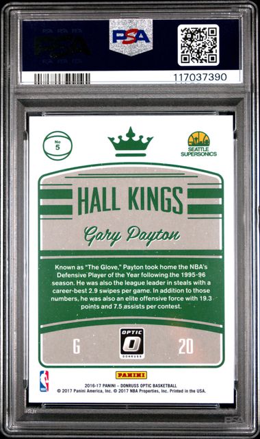 2016-17 Donruss Optic Hall Kings #5 Gary Payton PSA 10