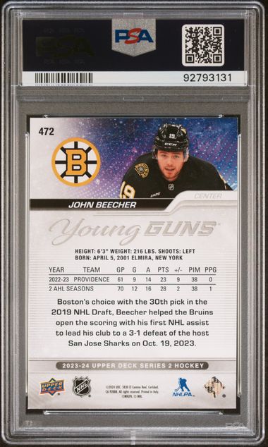 2023-24 Upper Deck #472 John Beecher PSA 10 (Rookie)