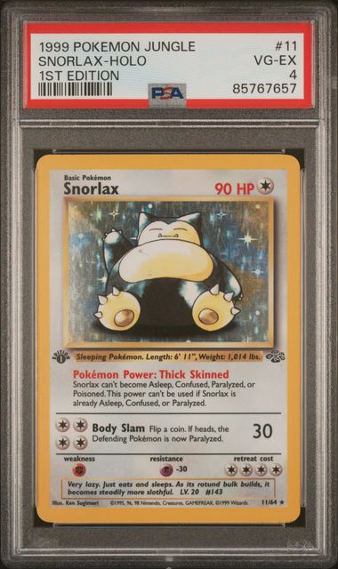 1999 Pokemon Jungle 1st Edition #11 Snorlax- Holo PSA 4
