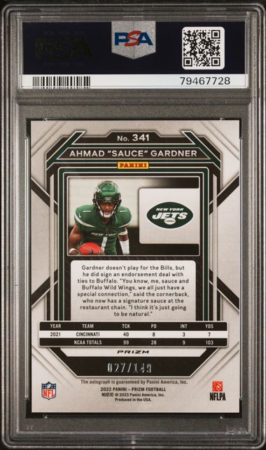 2022 Panini Prizm Red Wave Autograph #341 Ahmad 