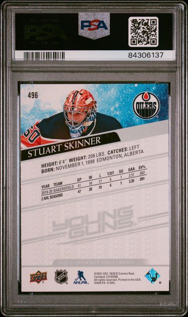 2020-21 Upper Deck #496 Stuart Skinner PSA 10 (Rookie)