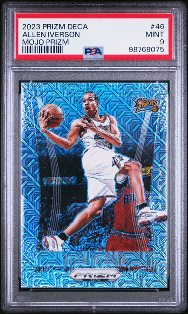 2023-24 Panini Prizm Deca Mojo Prizm #46 Allen Iverson #11/25 PSA 9
