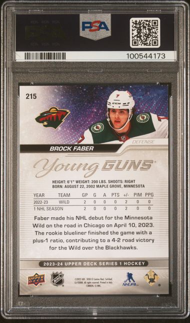 2023-24 Upper Deck #215 Brock Faber PSA 9 (Rookie)