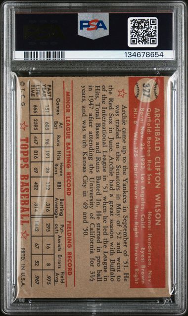 1952 Topps #327 Archie Wilson PSA 2