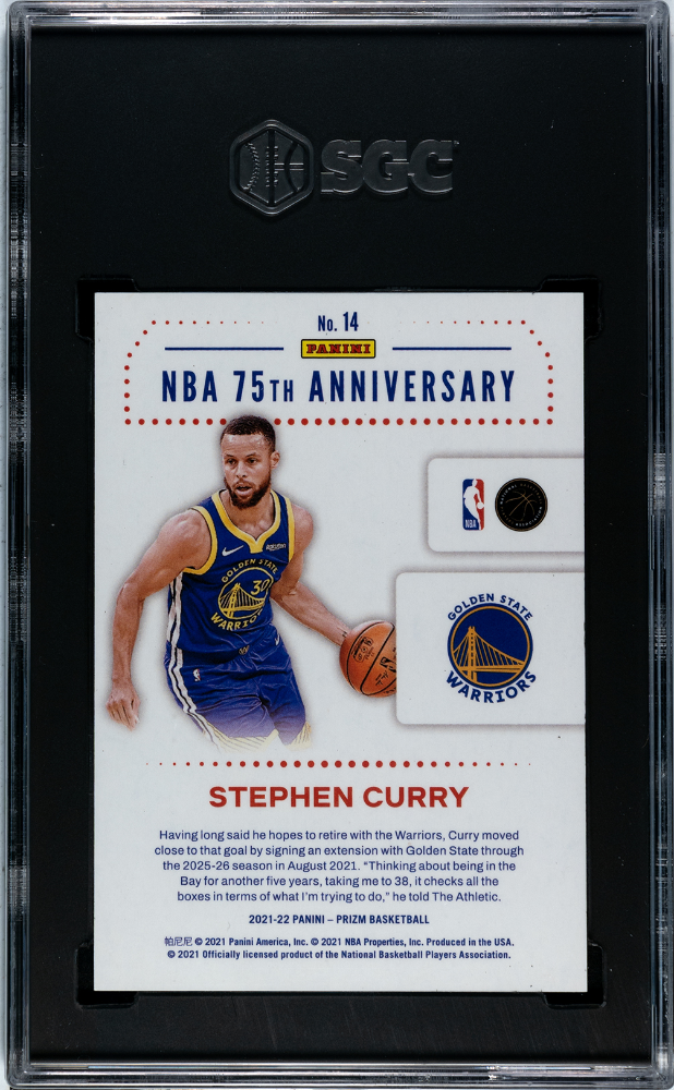 2021-22 Panini Prizm NBA 75th Anniversary #14 Stephen Curry SGC 10