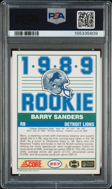 1989 Score #257 Barry Sanders PSA 5 (Rookie)
