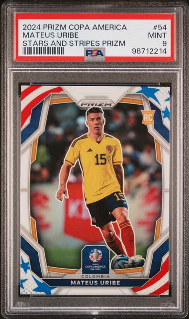 2024 Panini Prizm Copa America Prizms Stars and Stripes #54 Mateus Uribe #13/24 PSA 9 (Rookie) | Eastridge Sports Cards