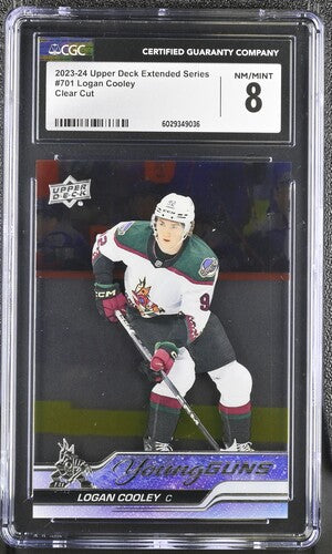 2023-24 Upper Deck Clear Cut #701 Logan Cooley CGC 8 (Rookie)