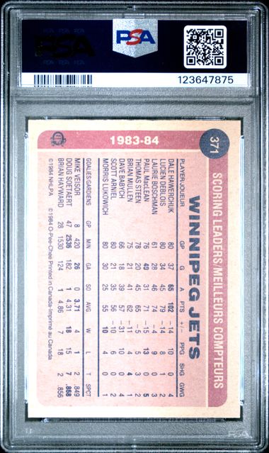 1984-85 O-Pee-Chee #371 Paul MacLean PSA 8