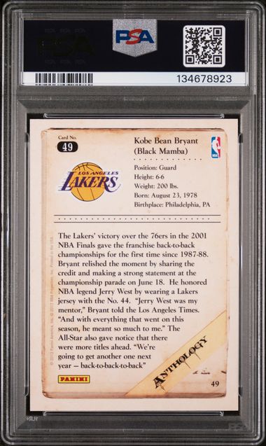 2012-13 Panini Kobe Anthology Gold #49 Kobe Bryant #12/24 PSA 8