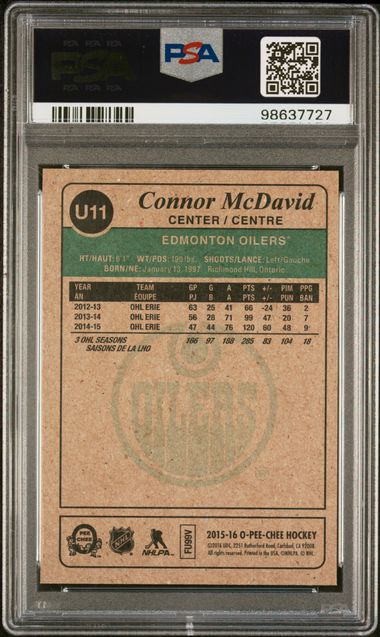 2015-16 O-Pee-Chee Update Retro #U11 Connor McDavid PSA 9 (Rookie)