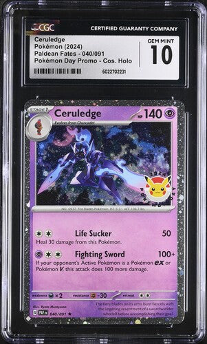 2024 Pokemon Paldean Fates Pokemon Day Promo #040 Ceruledge - Cosmos Holo CGC 10
