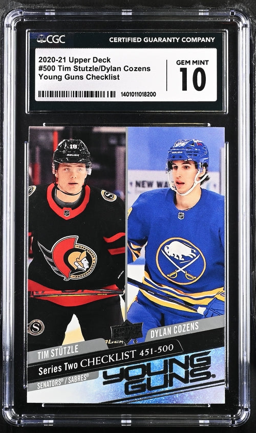 2020-21 Upper Deck Checklist #500 Tim Stutzle/Dylan Cozens CGC 10 (Rookie)