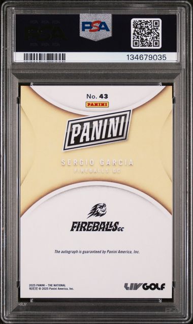 2025 Panini The National Silver Pack Auto #43 Sergio Garcia #2/5 PSA 8