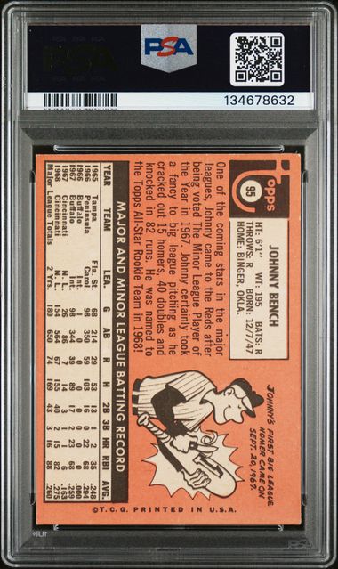 1969 Topps #95 Johnny Bench PSA 1