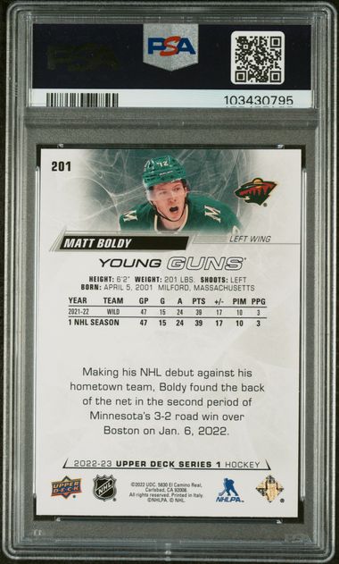 2022-23 Upper Deck #201 Matt Boldy PSA 9 (Rookie)