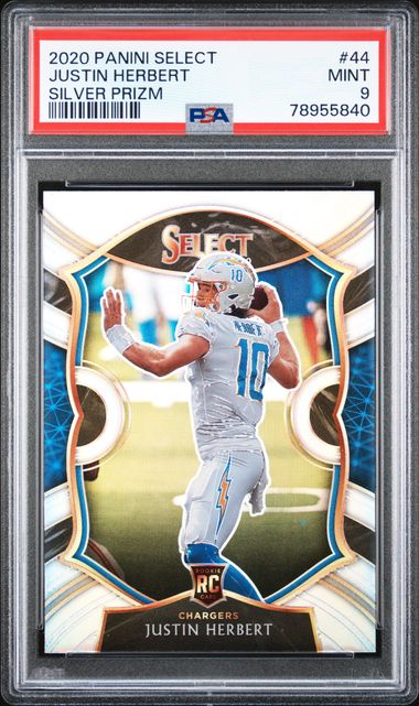 2020 Panini Select Silver Prizm #44 Justin Herbert PSA 9 (Rookie)