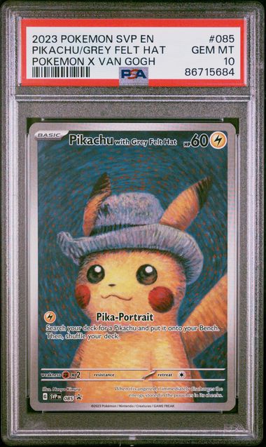 2023 Pokemon Pokemon X Van Gogh Promo #085 Pikachu with Grey Felt Hat PSA 10