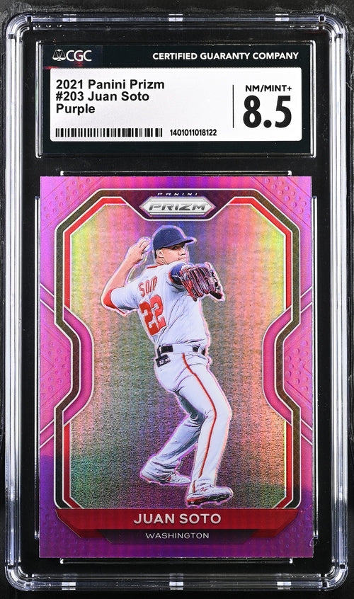 2021 Panini Prizm Purple #203 Juan Soto CGC 8.5