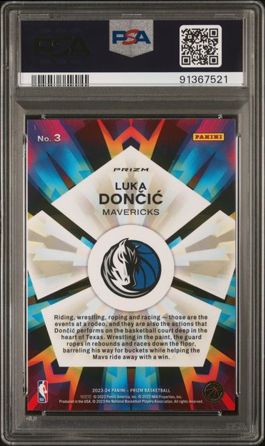 2023-24 Panini Prizm Kaleidoscopic Fast Break Prizm #3 Luka Doncic PSA 10