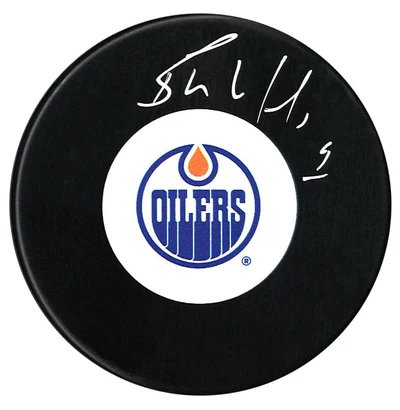 Bernie Nicholls Autographed Edmonton Oilers Puck (COJO Sports)