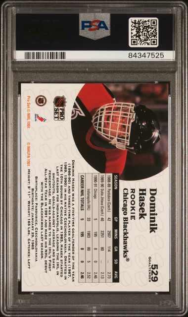 1991-92 Pro Set #529 Dominik Hasek PSA 9 (Rookie)