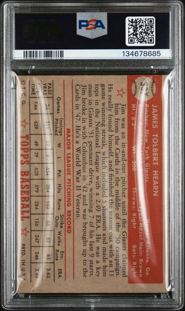 1952 Topps #337 Jim Hearn PSA 4