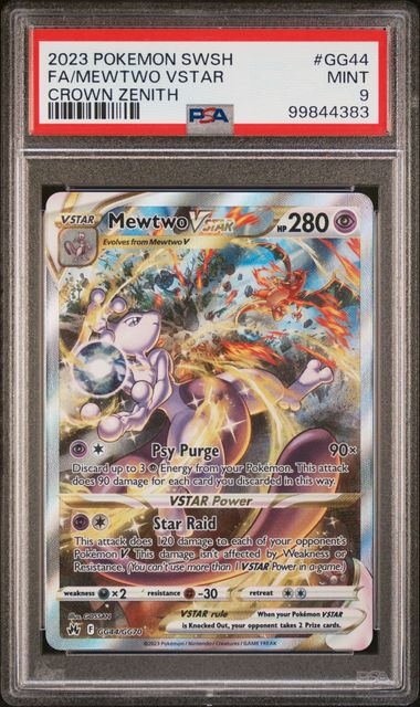 2023 Pokemon Crown Zenith #GG44 Mewtwo VStar- Full Art PSA 9