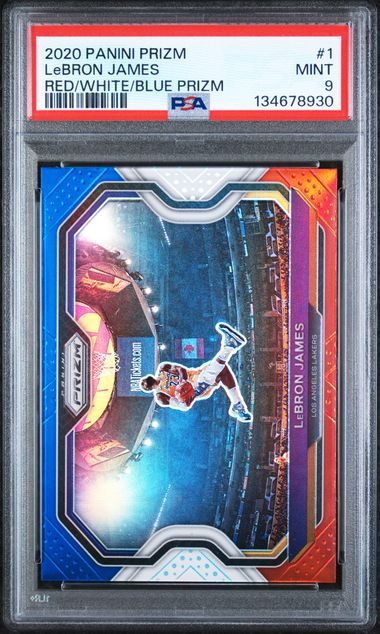 2020-21 Panini Prizm Red/White/Blue Prizm #1 Lebron James PSA 9