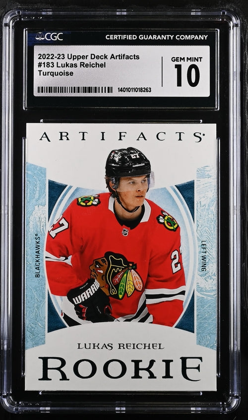 2022-23 Artifacts Turquoise #183 Lukas Reichel CGC 10 (Rookie)