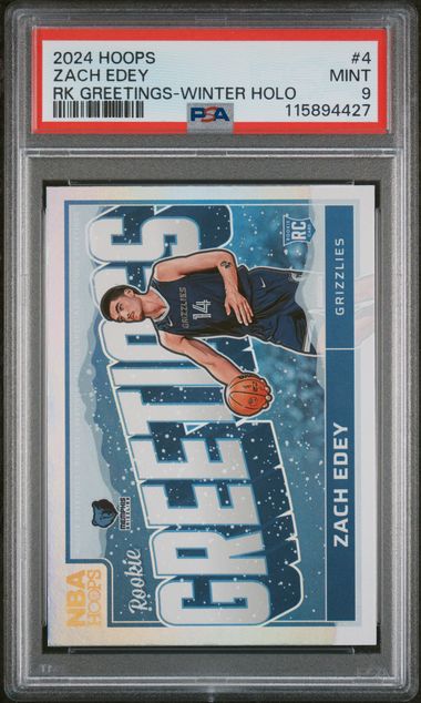 2024-25 Hoops Rookie Greetings Winter Holo #4 Zach Edey PSA 9 (Rookie)